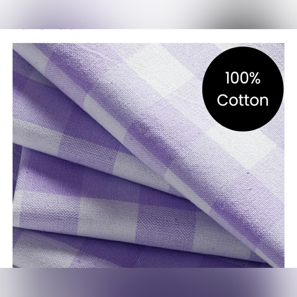 Cottoniva Lavender and White Checkered Napkins Set - Picture 2 of 6